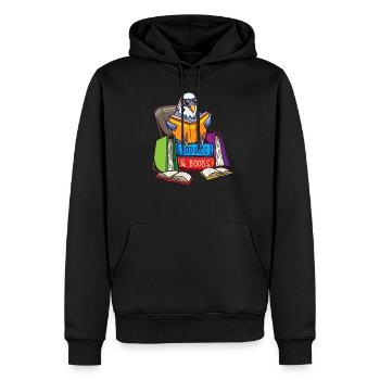 Budgies & Books - Oiseau perruche mignon de lecture - Sweat à capuche Premium bio Homme - noir - Devant - Nico (187cm)
