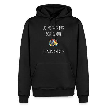 Je ne suis pas bordélique, je suis créatif - Sweat à capuche Premium bio Homme - noir - Devant - Nico (187cm)