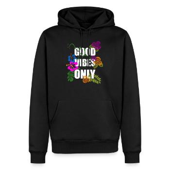 Good Vibes Only Frühling Sommer Blumen | Geschenk - Männer Premium Bio Hoodie - Schwarz - Vorne - Nico (187cm)