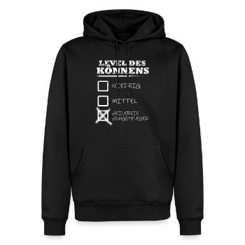 Level des Könnens Heilerziehungspfleger Geschenk - Männer Premium Bio Hoodie - Schwarz - Vorne - Nico (187cm)