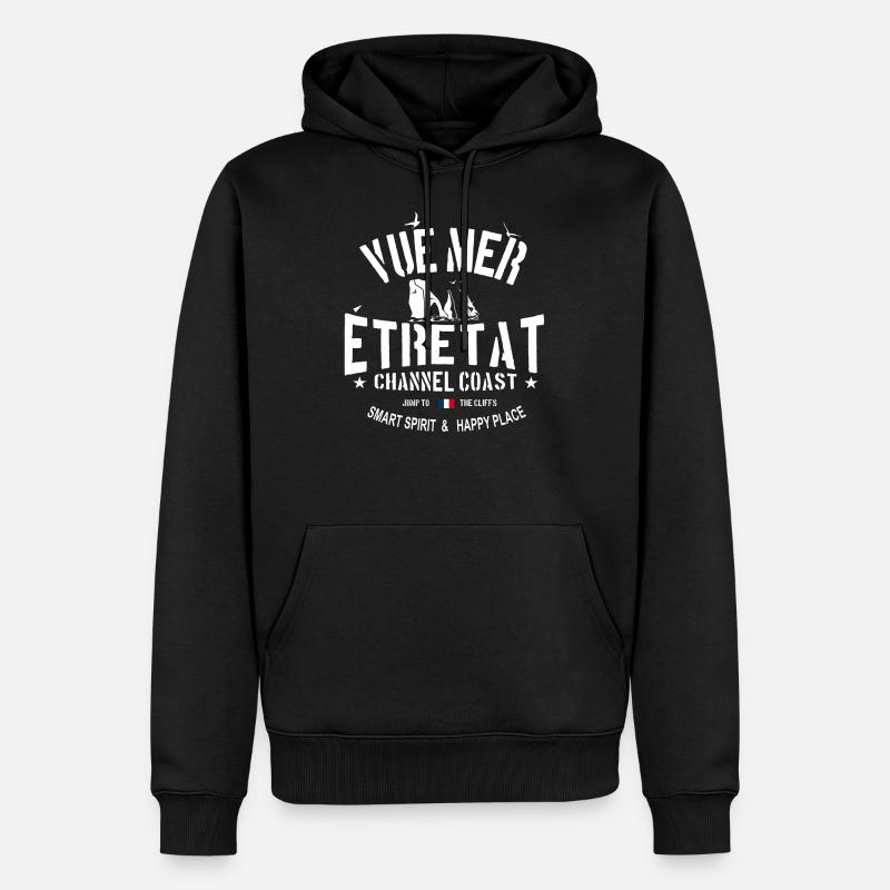 Vue Mer Etretat - Sweat à capuche Premium bio Homme - noir