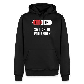 PARTY PEOPLE - Switch To Party Mode - Männer Premium Bio Hoodie - Schwarz - Vorne - Nico (187cm)