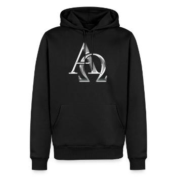 Cross-Christogramm - Männer Premium Bio Hoodie - Schwarz - Vorne - Nico (187cm)