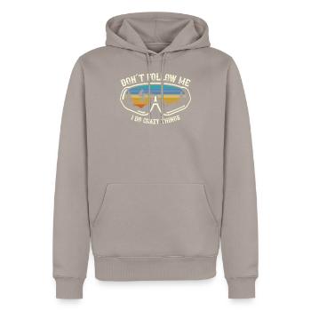 Mountainbike Downhill don’t follow me VTT cadeau - Sweat à capuche Premium bio Homme - taupe - Devant - Nico (187cm)