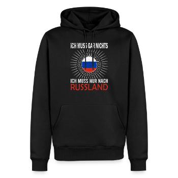 Ich muss gar nichts Ich muss nur nach Russland - Männer Premium Bio Hoodie - Schwarz - Vorne - Nico (187cm)