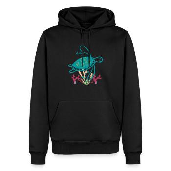 Récif corallien de tortue de mer - Sweat à capuche Premium bio Homme - noir - Devant - Nico (187cm)
