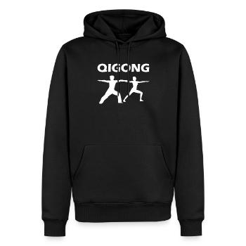Qigong Qi Gong Médiation Arts martiaux - Sweat à capuche Premium bio Homme - noir - Devant - Nico (187cm)