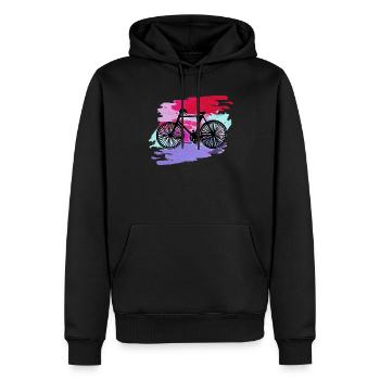 Fahrrad,bunt, malerei, klecks, illustration, pink, - Männer Premium Bio Hoodie - Schwarz - Vorne - Nico (187cm)