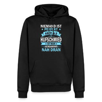 Hufschmied Hufschmiede Hufeisen Pferd - Männer Premium Bio Hoodie - Schwarz - Vorne - Nico (187cm)