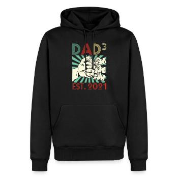 Triple papa 3 enfants Papa Papa 2021 - Sweat à capuche Premium bio Homme - noir - Devant - Nico (187cm)
