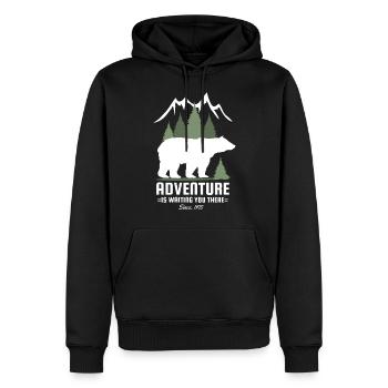 Amoureux de la nature randonnée nature arbres montagnes ours cool - Sweat à capuche Premium bio Homme - noir - Devant - Nico (187cm)