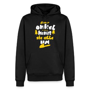 Holzfäller Onkel Rentner Kettensäge Waldarbeiter - Männer Premium Bio Hoodie - Schwarz - Vorne - Nico (187cm)