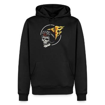 Rocker - Ghost - Fire - Skull - Biker - Men’s Premium Organic Hoodie - black - Front - Nico (187cm)
