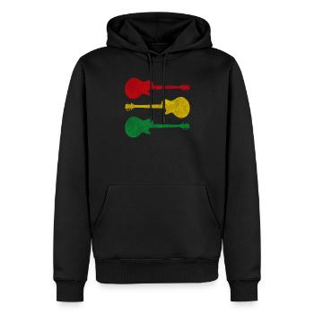 Gitarren mit Reggae Farben im Vintage Grunge Stil - Männer Premium Bio Hoodie - Schwarz - Vorne - Nico (187cm)
