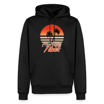 Vibes rétro des années 80 - Sweat à capuche Premium bio Homme - noir - Devant - Nico (187cm)