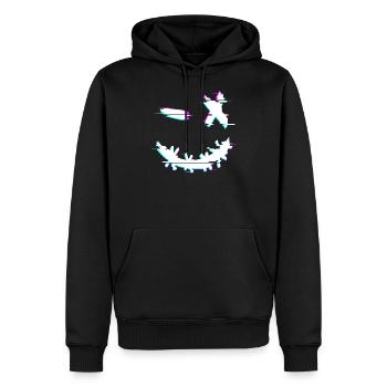 Glitch Smile Hard Tekk Techno Party Rave Festival - Männer Premium Bio Hoodie - Schwarz - Vorne - Nico (187cm)