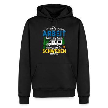 Camping Die Arbeit kann warten campen in Schweden - Männer Premium Bio Hoodie - Schwarz - Vorne - Nico (187cm)