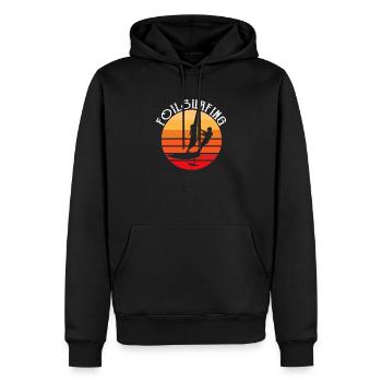 Foilsurfen Oberteil für Herren Windsurfen Foil - Männer Premium Bio Hoodie - Schwarz - Vorne - Nico (187cm)