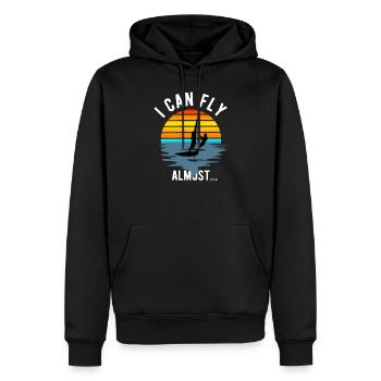 Ich kann fliegen zumindest fast Windsurfen Foil - Männer Premium Bio Hoodie - Schwarz - Vorne - Nico (187cm)