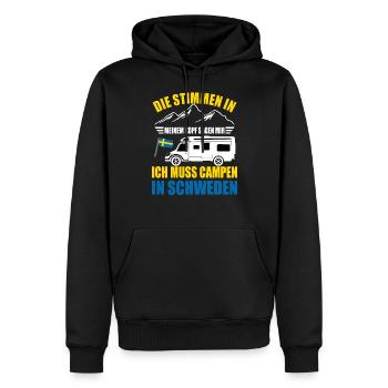 Camping Urlaub in Schweden Stimmen in meinem Kopf - Männer Premium Bio Hoodie - Schwarz - Vorne - Nico (187cm)