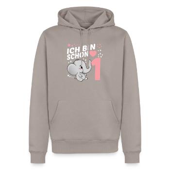 Kinder Geburtstags 1. Geburtstag Elefant - Männer Premium Bio Hoodie - Taupe - Vorne - Nico (187cm)