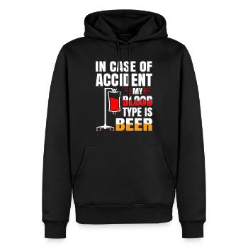 My blood type is beer - Men’s Premium Organic Hoodie - black - Front - Nico (187cm)