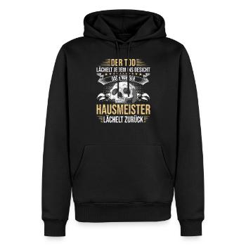 Hausmeister Der Tod Lächelt Jedem Ins Gesicht - Männer Premium Bio Hoodie - Schwarz - Vorne - Nico (187cm)