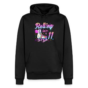 Children's Birthday Shirt 11th Birthday Roller Skates - Men’s Premium Organic Hoodie - black - Front - Nico (187cm)