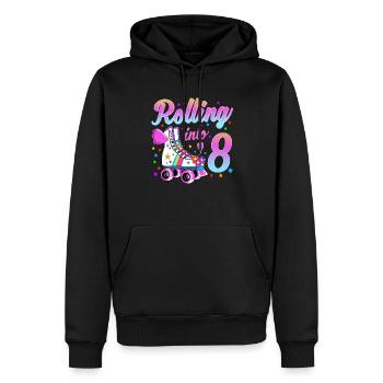 Children's Birthday Shirt 8th Birthday Roller Skates - Men’s Premium Organic Hoodie - black - Front - Nico (187cm)