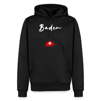 Baden - Sweat à capuche Premium bio Homme - noir - Devant - Nico (187cm)