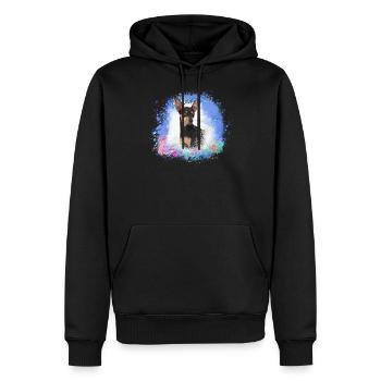 pinscher,nainpinscher, bleu,chien,peinture,aquarelle - Sweat à capuche Premium bio Homme - noir - Devant - Nico (187cm)