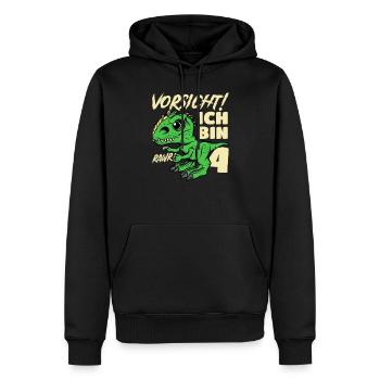 Roar Ich Bin 4 | 4. Geburtstag Jungen Dino - Männer Premium Bio Hoodie - Schwarz - Vorne - Nico (187cm)