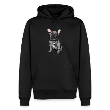 Französische Bulldogge | French Bulldog - Männer Premium Bio Hoodie - Schwarz - Vorne - Nico (187cm)