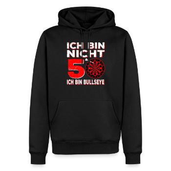 Ich Bin Nicht 50 Ich Bin Bullseye | Herren Dart - Männer Premium Bio Hoodie - Schwarz - Vorne - Nico (187cm)