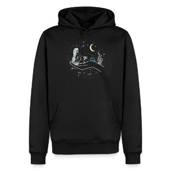 Nature, World, Sky, Stars, Moon, Planets, Hand - Men’s Premium Organic Hoodie - black - Front - Nico (187cm)