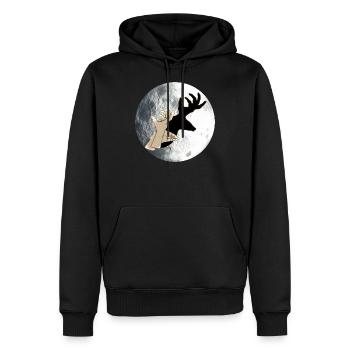 Figure de l’ombre Mains Cerf - Sweat à capuche Premium bio Homme - noir - Devant - Nico (187cm)