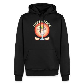Das Leben ist ein Pfirsich - Sommerzeit Pfirsich - Männer Premium Bio Hoodie - Schwarz - Vorne - Nico (187cm)