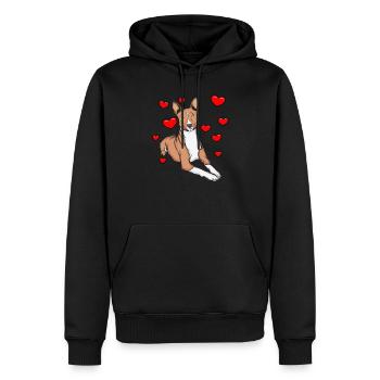 Basenji avec des cœurs - Sweat à capuche Premium bio Homme - noir - Devant - Nico (187cm)