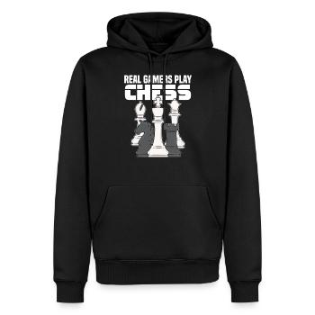 Échecs Proverbes - Sweat à capuche Premium bio Homme - noir - Devant - Nico (187cm)