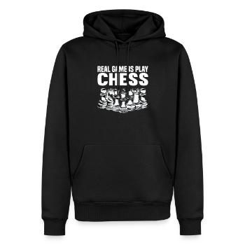 Échecs Proverbes - Sweat à capuche Premium bio Homme - noir - Devant - Nico (187cm)