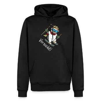 Ski Design | Skifahren | Skibär - Vorsicht - Männer Premium Bio Hoodie - Schwarz - Vorne - Nico (187cm)