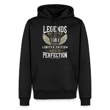 Né 1983 Légendes Anniversaire Cadeau - Sweat à capuche Premium bio Homme - noir - Devant - Nico (187cm)