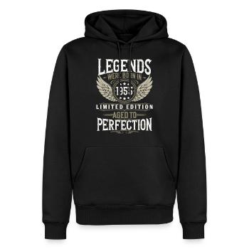 Né 1955 légendes anniversaire cadeau - Sweat à capuche Premium bio Homme - noir - Devant - Nico (187cm)