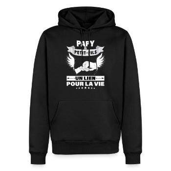 Papy et petit fils lien pour la vie - Sweat à capuche Premium bio Homme - noir - Devant - Nico (187cm)
