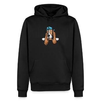 Basset Hound - Männer Premium Bio Hoodie - Schwarz - Vorne - Nico (187cm)