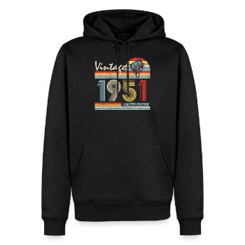 Alles Gute zum 70. Geburtstag Vintage 1951 70 Jahre alt - Männer Premium Bio Hoodie - Schwarz - Vorne - Nico (187cm)