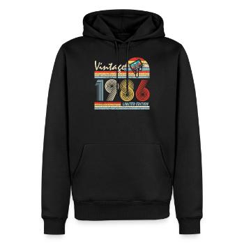 Alles Gute zum 35. Geburtstag Vintage 1986 35 Jahre alt - Männer Premium Bio Hoodie - Schwarz - Vorne - Nico (187cm)