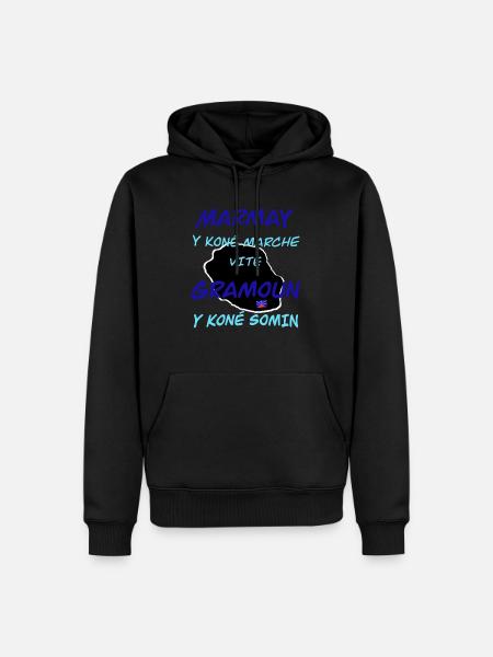 Marmay y koné marche vite, Gramoun y koné somin - Sweat à capuche Premium bio Homme - noir