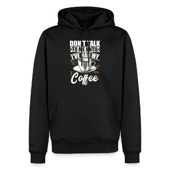 Kaffeeliebhaber Kaffee getrunken habe - Männer Premium Bio Hoodie - Schwarz - Vorne - Nico (187cm)