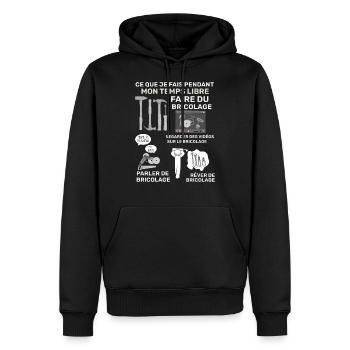 Bricolage humour passion papa ou papy bricoleur - Sweat à capuche Premium bio Homme - noir - Devant - Nico (187cm)